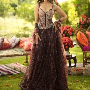 Mahima Mahajan Designer Elegant Floral Embellished Corset Lehenga Set
